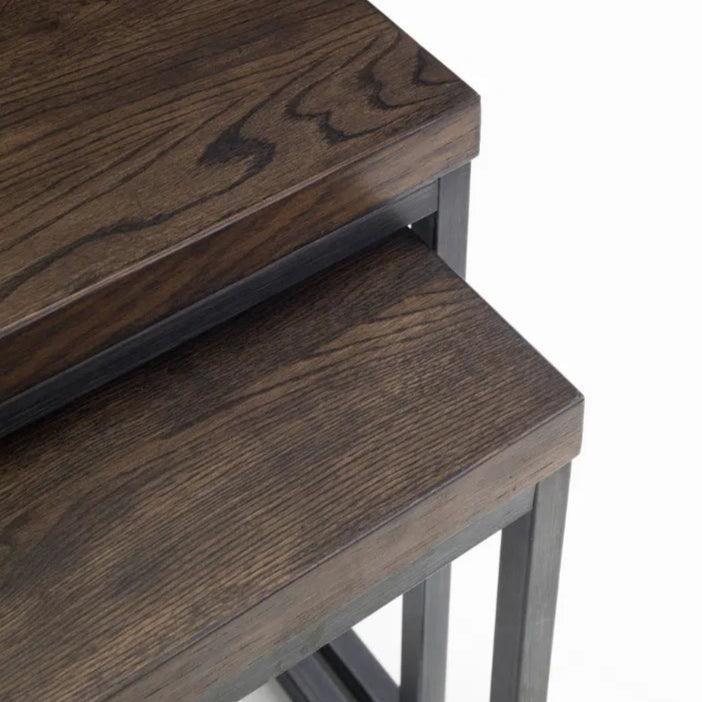 Alberta Dark Oak Wood Nesting Side Tables